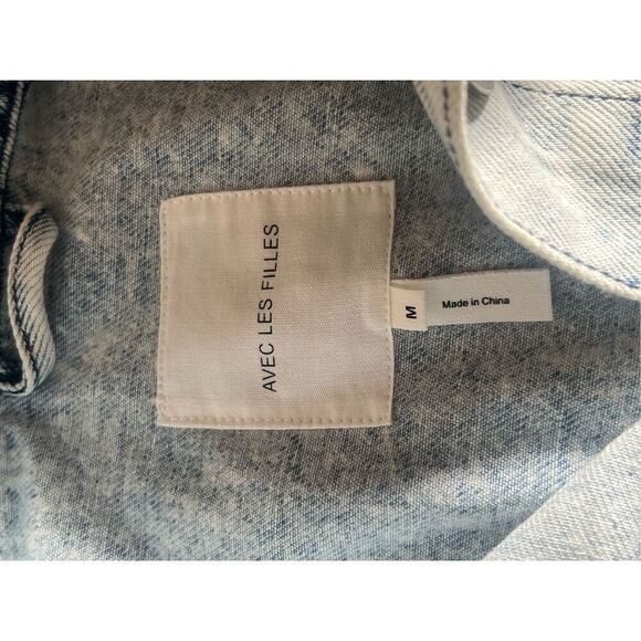 Avec Les Filles Anthropologie Oversized Acid Wash Denim Jacket Size Medium - Picture 7 of 7